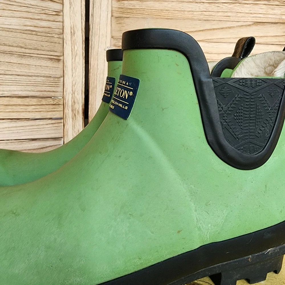 Pendleton Sz 10 Green Rubber Ankle Rain Boots Chelsea Waterproof Spring Pastel